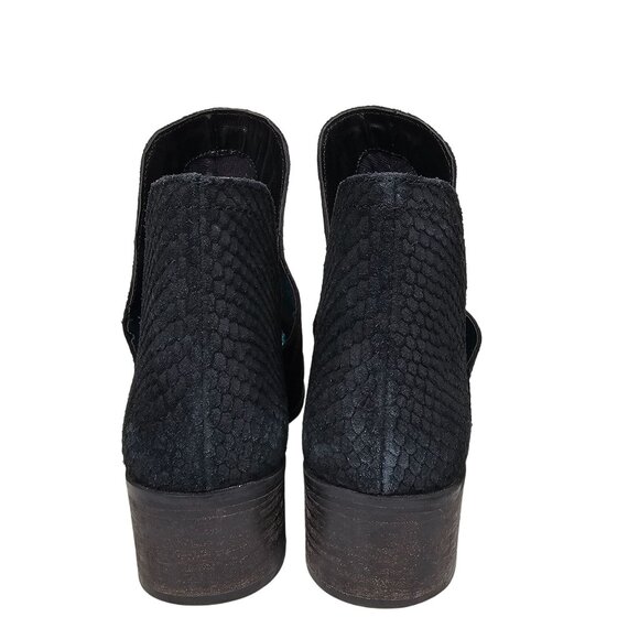 Coconuts By Matisse Side Cut Suede Heeled Booties Textured‎ Leather Black 8M - Picture 5 of 11
